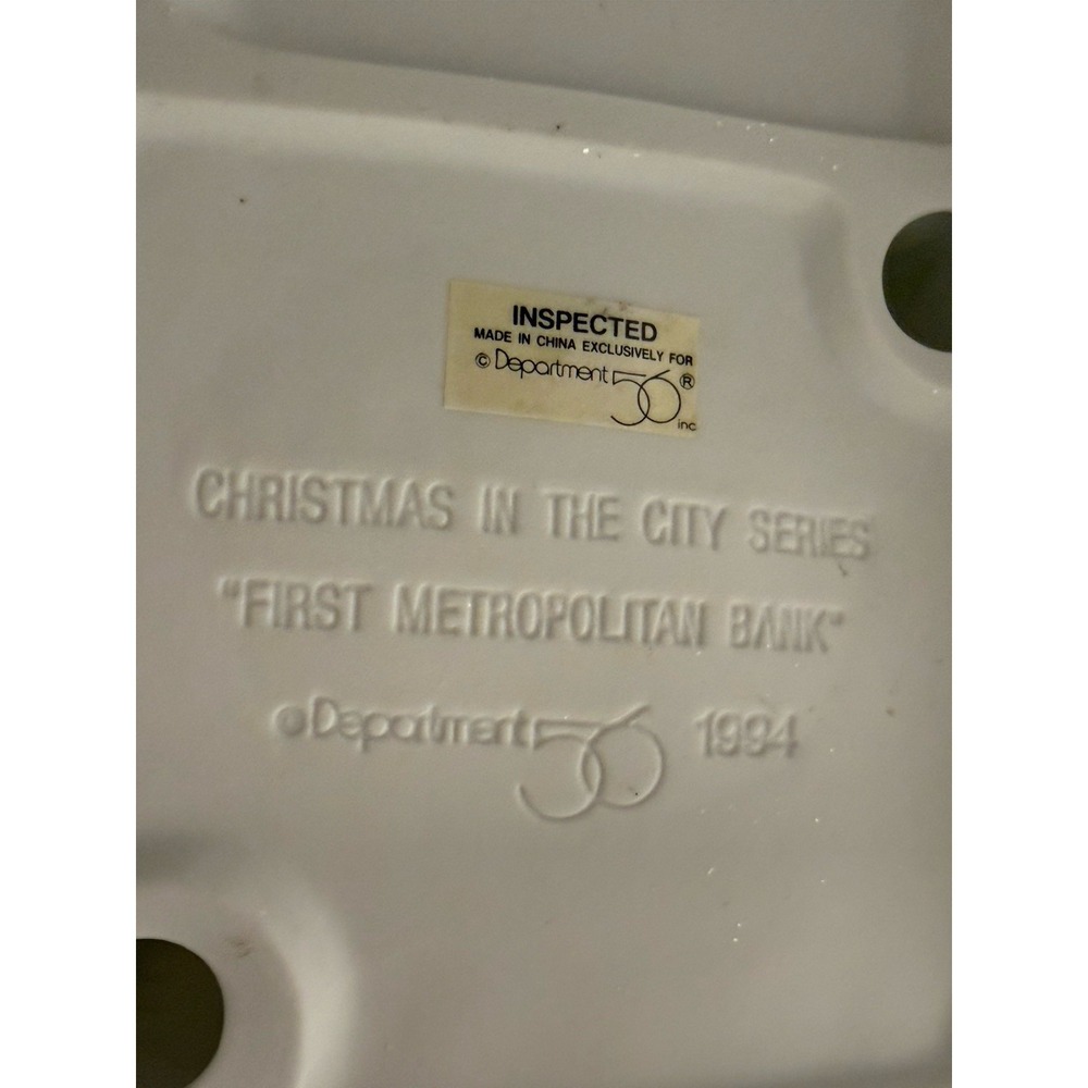Dept 56 Christmas In The City  First Metropolitan Bank With Box - Picture 11 of 16